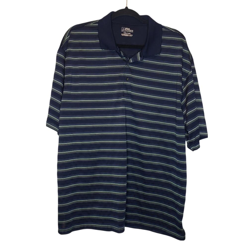 PGA Tour Navy Striped sz XXL Golf Polo lightweight
